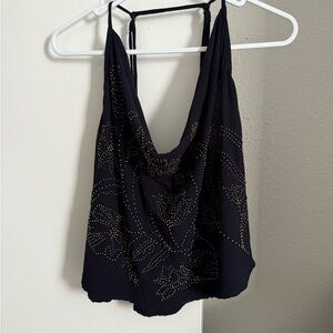 Free People Black Camisole with Gold Accents